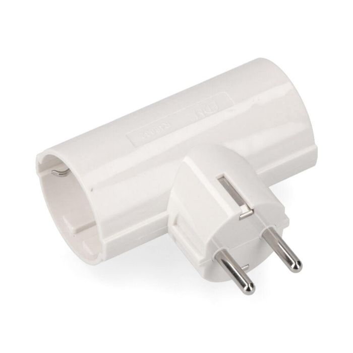 Edm Adaptador doble 2p+t, tipo F, 16A 250V~, blanco, T lateral 0 Edm Adaptador doble 2p+t, tipo F, 16A 250V~, blanco, T lateral 0