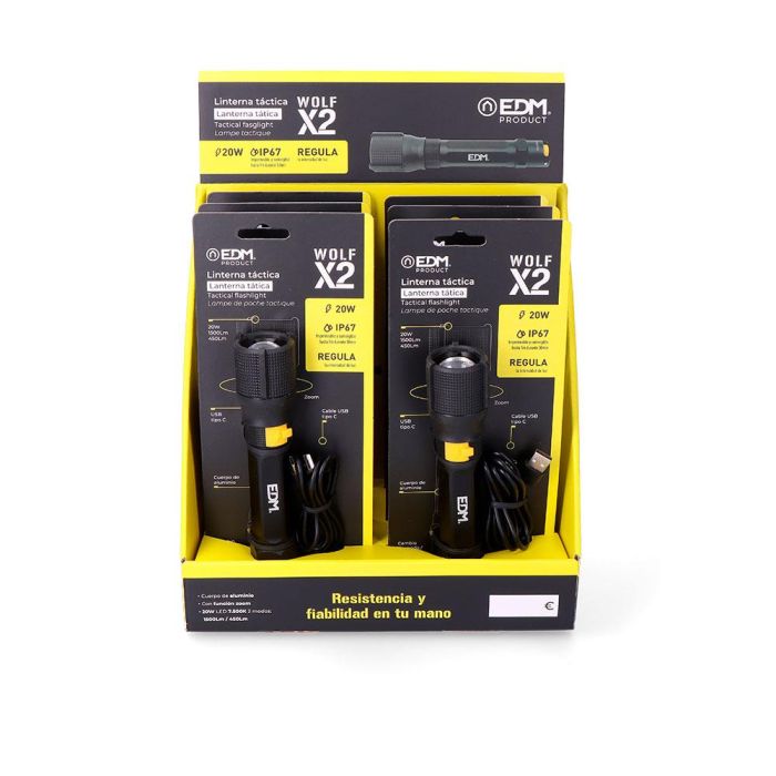 Linterna led táctica recargable wolf x2 1500 lm / 450 lm ip67 ø4,0 x 17,8 cm 6 Linterna led táctica recargable wolf x2 1500 lm / 450 lm ip67 ø4,0 x 17,8 cm 6