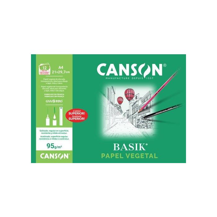 Canson Minipack Vegetal Basik 12 Hojas 21x29,7 cm