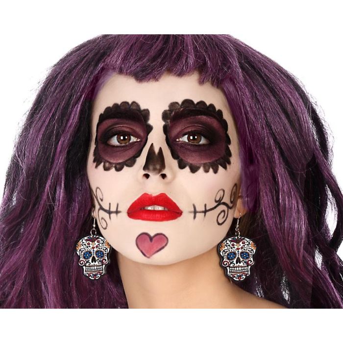 Pendientes de Calaveras para Día de los Muertos y Halloween - Disfraz de Catrina o Muerte Mexicana 0 Pendientes de Calaveras para Día de los Muertos y Halloween - Disfraz de Catrina o Muerte Mexicana 0