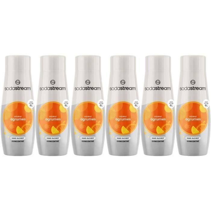 Concentrados SODASTREAM - Pack de 6 Concentrados Cítricos Sin Azúcar - Hasta 54L de Bebidas - 440 ml