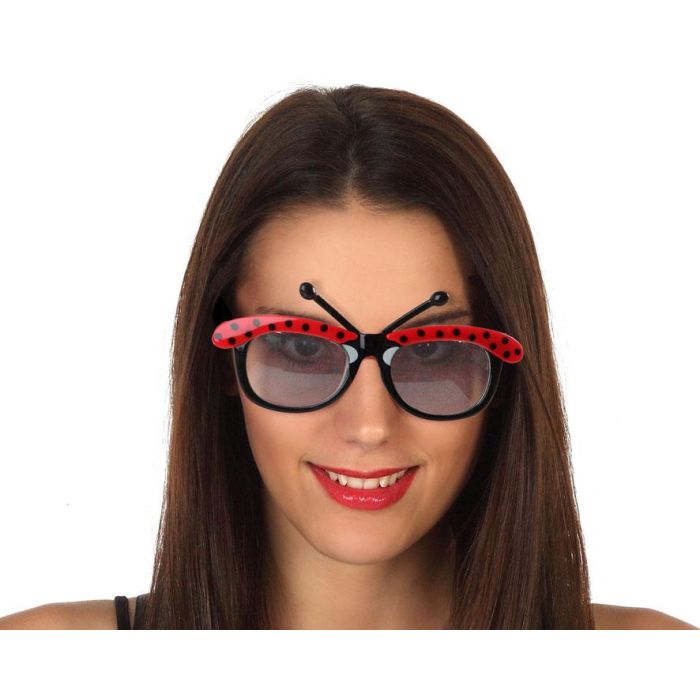 Gafas de Mariquita Rojo y Negro con Antenas Móviles para Mujer Adulto - Accesorio de Fiesta Temático Animales 0 Gafas de Mariquita Rojo y Negro con Antenas Móviles para Mujer Adulto - Accesorio de Fiesta Temático Animales 0