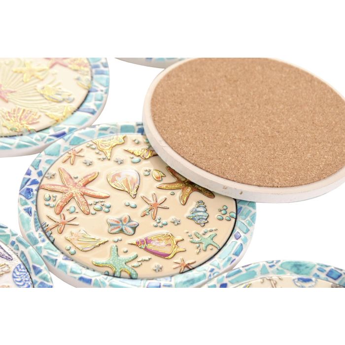 DKD Home Decor Posavasos Mediterraneo Multicolor 10.8 x 0.7 x 10.8 cm (72 Unidades)