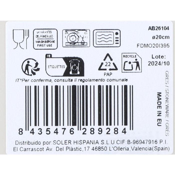 La Mediterranea Plato Postre Albus Monaco Brillo Ø20 cm (12 Unidades) 2