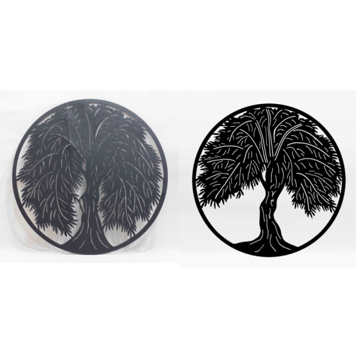 DKD Home Decor Decoración Pared Cuadro Metálico Diseño Árbol Cottage Negro 40x40 cm (Set 2 Unidades)