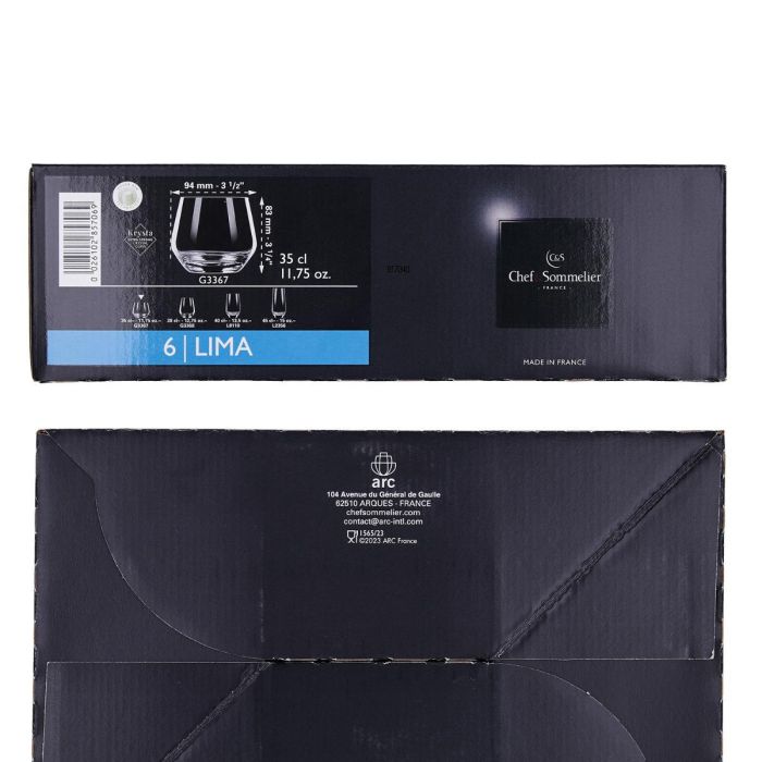 Caja 6 Vasos Bajos Krysta Lima Chef & Sommelier 35 cL
