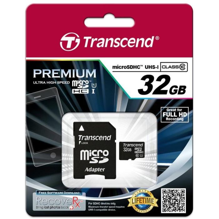 CARD 32GB Transcend Premium MicroSDHC 45MB/s +Adapter 0 CARD 32GB Transcend Premium MicroSDHC 45MB/s +Adapter 0