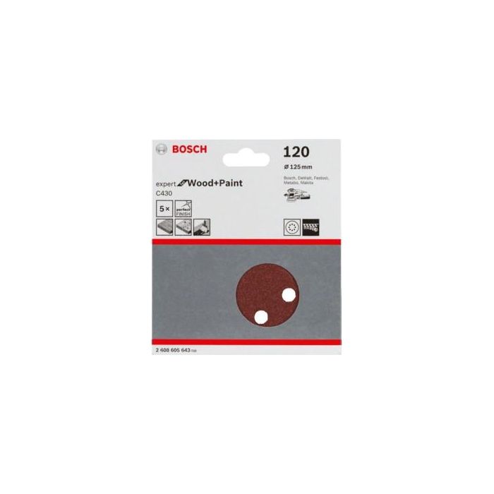 Bosch Schleifblatt C 430 D125MM Holz Krnung 120 5 St. 1 Bosch Schleifblatt C 430 D125MM Holz Krnung 120 5 St. 1