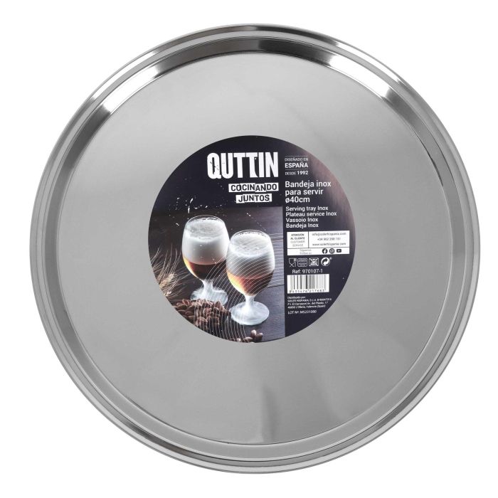 Quttin Bandeja para Servir Redonda de 40 cm de Diámetro y 2 cm de Alto (8 Unidades) 1