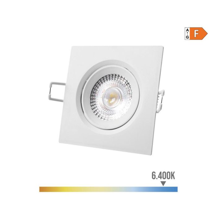 Edm Downlight LED empotrable cuadrado 5W 6400K luz fría color blanco 9x9 cm, IP20, 380lm, ángulo 120° 0 Edm Downlight LED empotrable cuadrado 5W 6400K luz fría color blanco 9x9 cm, IP20, 380lm, ángulo 120° 0