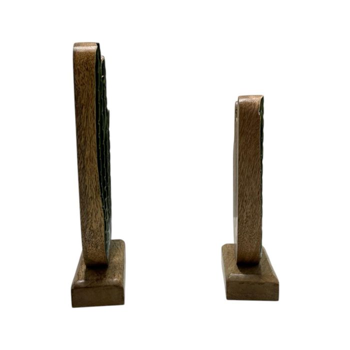DKD Home Decor Set de 2 Decoración Tropical Cactus Verde Natural Mango 5 x 25.5 x 13 cm 1