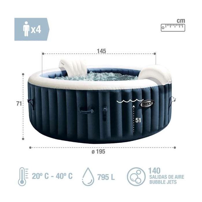 Intex Jacuzzi Puresoa Burbujas plus 795 Litros Redondo 196x71 cm PVC 7
