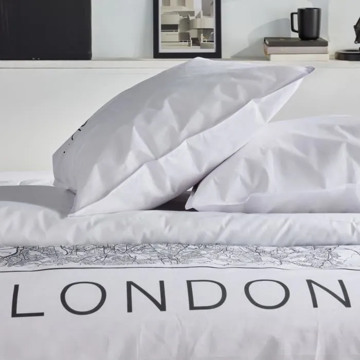 Today Juego de Cama TOD3574641256579 para 2 personas, 240x220 cm, Algodón Estampado Londres Blanco 3