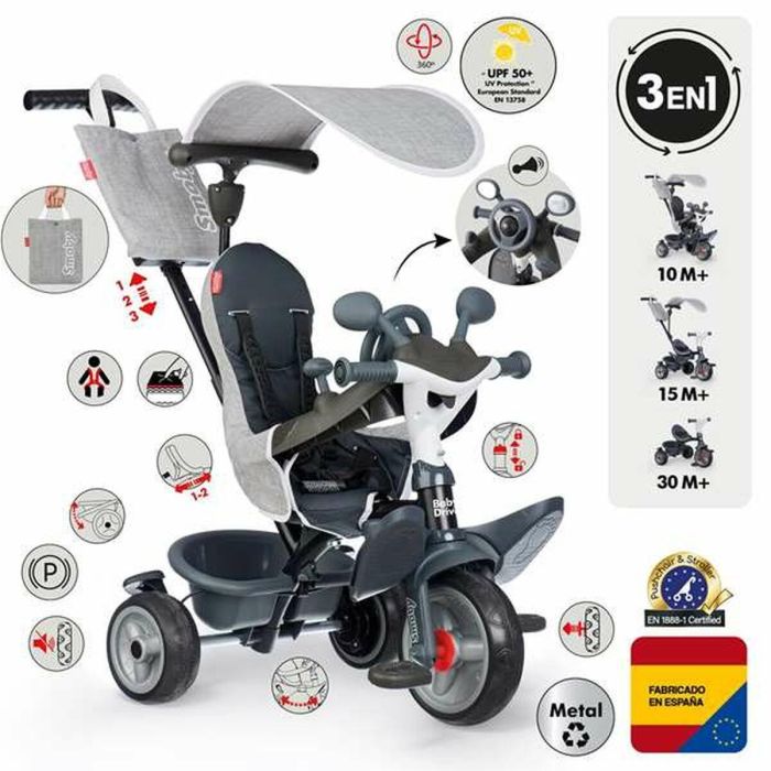 SMOBY - Baby Driver - Triciclo gris Baby Driver 7 SMOBY - Baby Driver - Triciclo gris Baby Driver 7