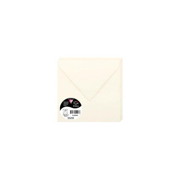 Sobre Clairefontaine Pollen 165X165 120G Blanco Natural Paquete De 20