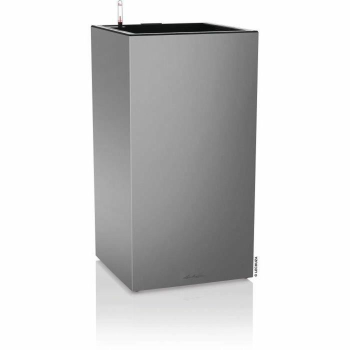 Lechuza LEC4008789137784 Macetero Canto Premium Column 40 kit LED completo plata metalizado