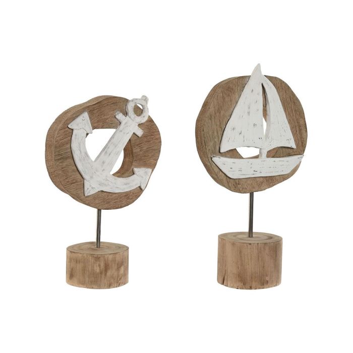 Decoracion Mediterraneo DKD Home Decor Blanco Natural 10 x 38 x 19 cm (2 Unidades) Decoracion Mediterraneo DKD Home Decor Blanco Natural 10 x 38 x 19 cm (2 Unidades)