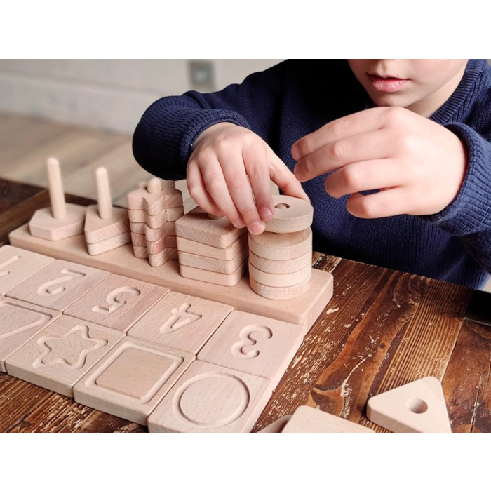 Andreutoys Juego Didactico Formas Geometricas Sensoriales Madera Inclusivo para Desarrollo Tactil y Logico 3