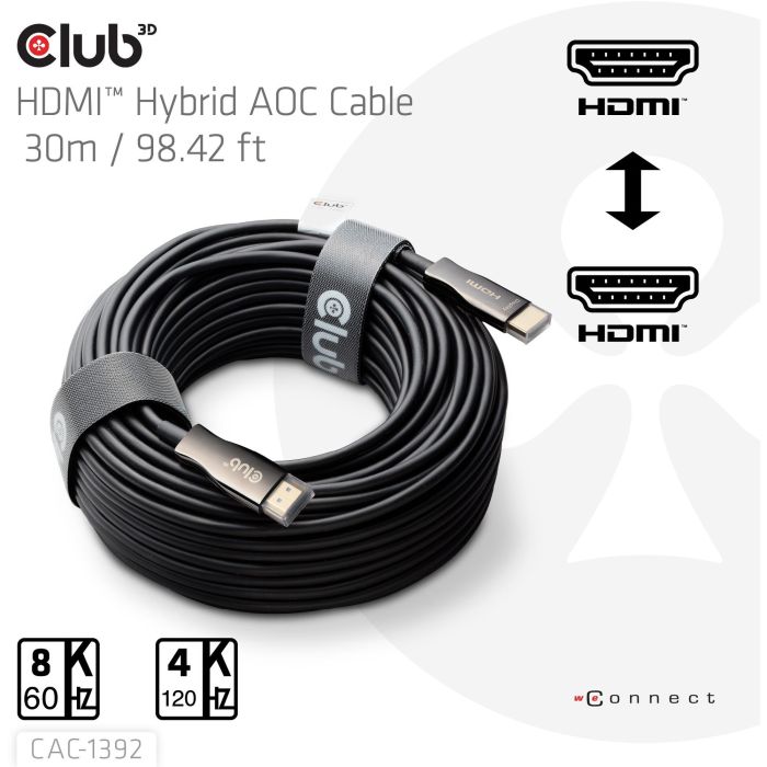 Club3D HDMI-Kabel A -> A 2.1 aktiv opt. 8K60Hz UHD 30 Meter retail 12 Club3D HDMI-Kabel A -> A 2.1 aktiv opt. 8K60Hz UHD 30 Meter retail 12
