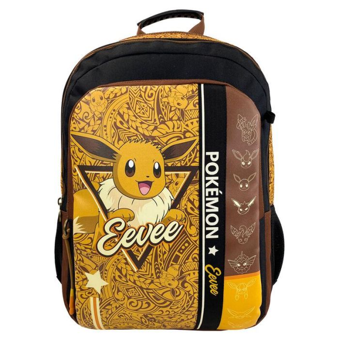 CYP BRANDS Mochila Eevee Pokémon 42cm - 3 Compartimentos, Tirantes Acolchados y Ergonómicos, Para Niños