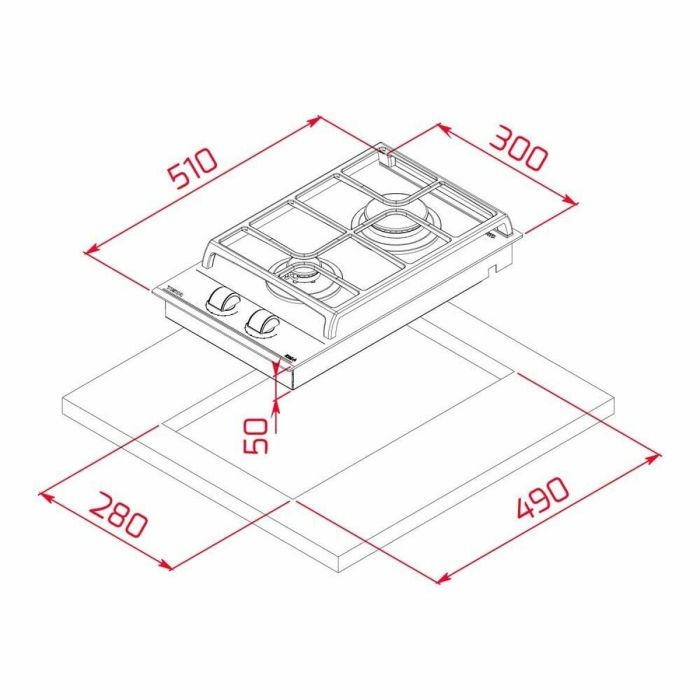 Placa de Gas Teka GZC32300XBA 3800W (30 CM) 1