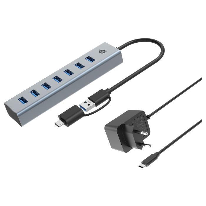 Conceptronic HUBBIES21GP Hub USB 3.0 Gris con 7 Puertos USB-A y Conexiones USB-A y USB-C 0 Conceptronic HUBBIES21GP Hub USB 3.0 Gris con 7 Puertos USB-A y Conexiones USB-A y USB-C 0
