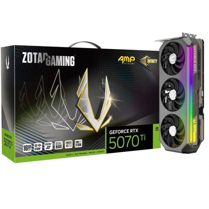 Zotac GAMING GeForce RTX 5070 Ti AMP Extreme INFINITY NVIDIA 16GB GDDR7 2512MHz PCI Express 5.0 Refrigeración Activa 3 Ventiladores 7