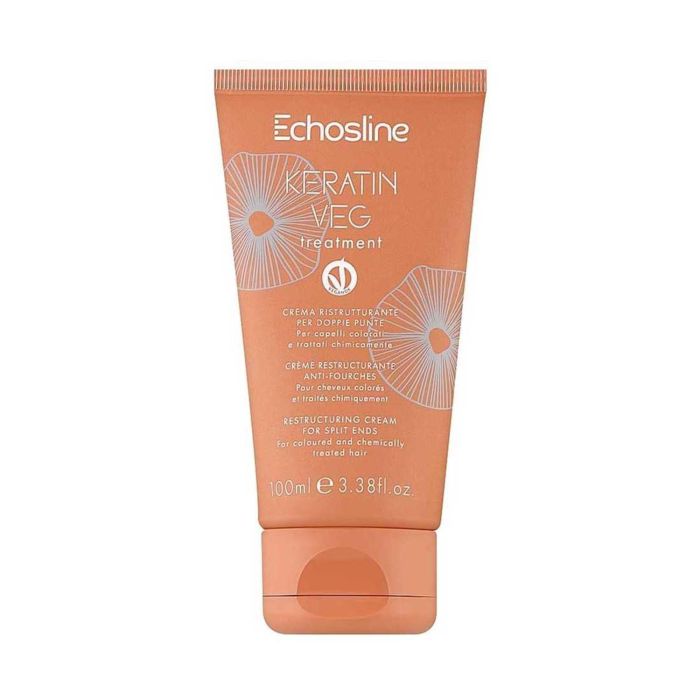 Echosline Crema Reparadora Keratin Veg 100ml – Cabello Teñido y Tratado, Anti-Frizz, Puntas Abiertas