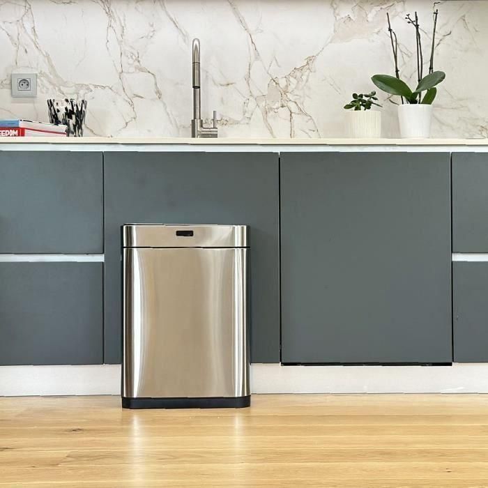 Kitchen Move Superior - Contenedor de Basura Automático de 60 Litros, Acero Inoxidable Moderno, Gran Capacidad para Familias Activas 4