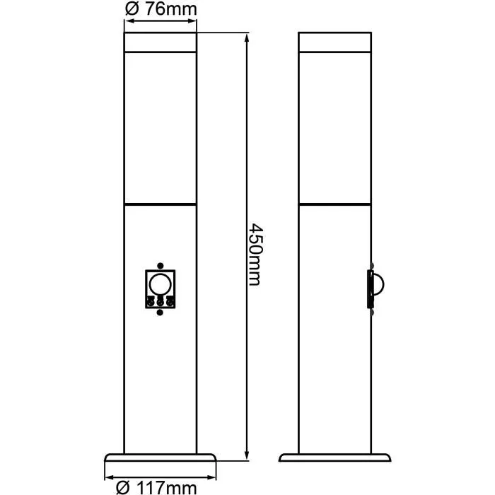 Brilliant Pilona Exterior DODY Negro Metal/Plástico E27 LED 1x10W con Sensor Incluido IP44