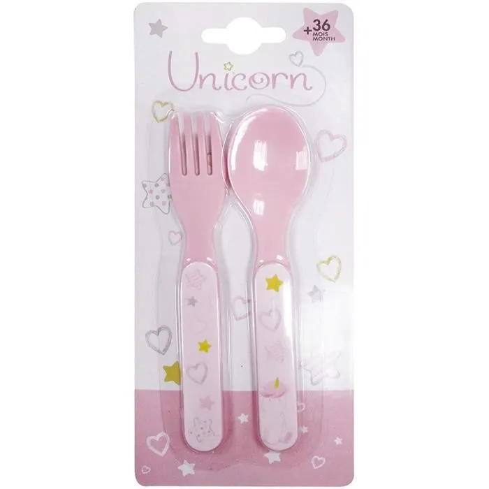 Fun House Set de Vajilla Infantil Unicornio 006319 - 2 Platos, 2 Cubiertos y 1 Peluche 1