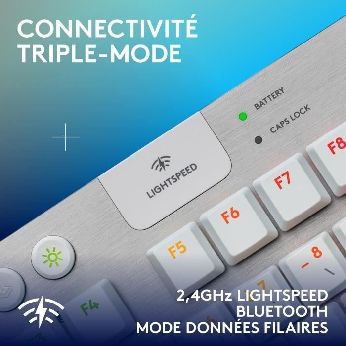 Teclado para juegos - inalámbrico - Logitech G - G915 TKL X - Interruptor táctil - AZERTY - Blanco 4 Teclado para juegos - inalámbrico - Logitech G - G915 TKL X - Interruptor táctil - AZERTY - Blanco 4
