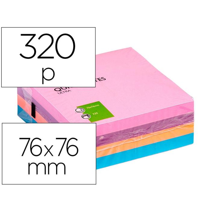 Bloc De Notas Adhesivas Quita Y Pon Q-Connect Con 320 Hojas 76x76 mm