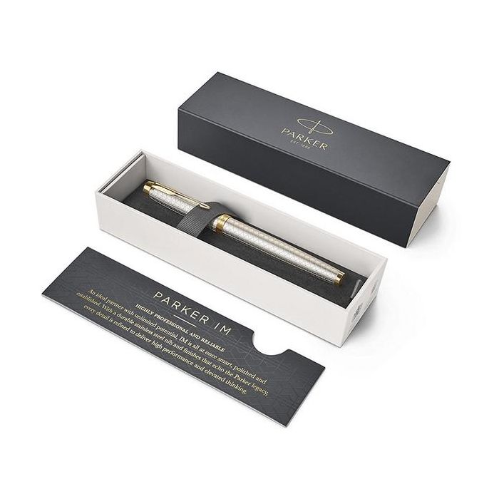 PARKER Füller IM Premium Warm Silver F Blau Geschenkbox 4 PARKER Füller IM Premium Warm Silver F Blau Geschenkbox 4