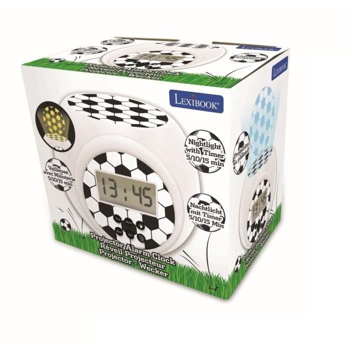 Lexibook Proyector Despertador Fútbol con Proyección de Balón en Techo y Luz Nocturna de 3 Colores, Pantalla LCD Retroiluminada Azul, Alarma Snooze y Temporizador 4