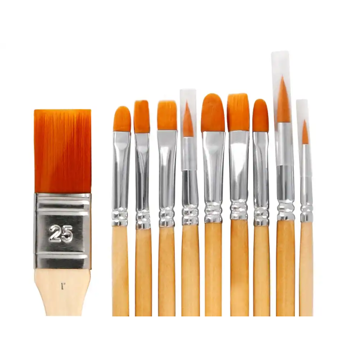 Liderpapel Pinceles Sintéticos 10 Unidades Puntas y Tamaños Surtidos Bolsa Certificado FSC 4