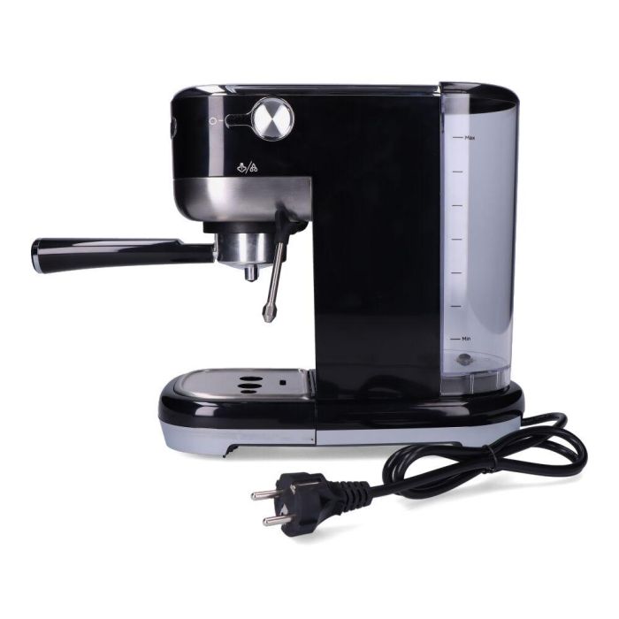 Edm Cafetera Espresso 20 Bares Depósito 1,3L Vaporizador Parada Automática Función Una y Dos Tazas Panel LED Acero Inoxidable Negro 2