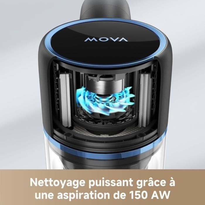 MOVA S4 Detect - Aspiradora vertical inalámbrica - 150 W - Duración máxima de la batería: 90 minutos - Cepillo multisuperficie OptiInsigh 2 MOVA S4 Detect - Aspiradora vertical inalámbrica - 150 W - Duración máxima de la batería: 90 minutos - Cepillo multisuperficie OptiInsigh 2