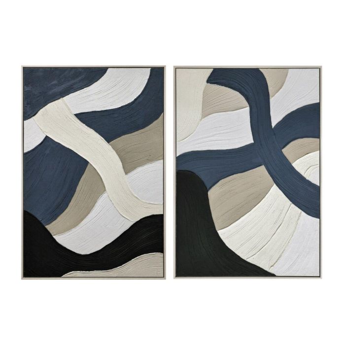 DKD Home Decor Cuadro Urban Lienzo Moderno Azul y Blanco 123 x 83 x 4,5 cm (2 Unidades)