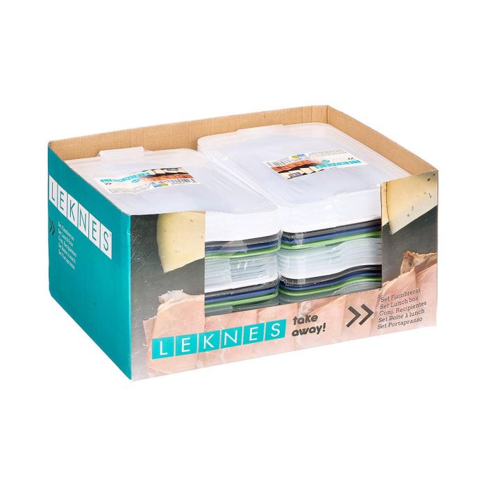 Leknes Set 4 Fiambreras de Plástico PP, 1,2L, Colores Surtidos, 25 x 17,1 x 3,5 cm (12 Unidades) 1 Leknes Set 4 Fiambreras de Plástico PP, 1,2L, Colores Surtidos, 25 x 17,1 x 3,5 cm (12 Unidades) 1