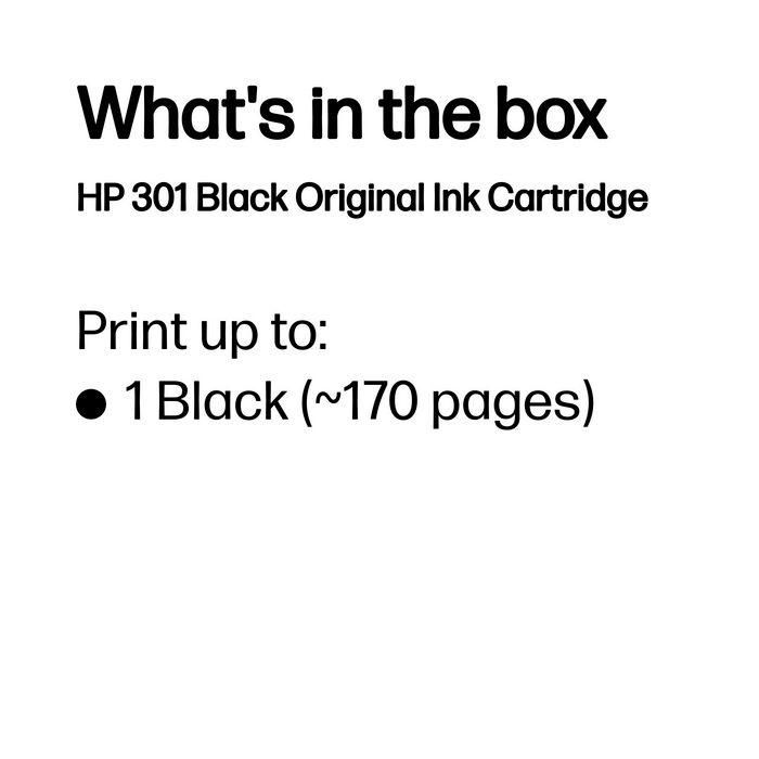 HP 301 Cartucho de Tinta Original Negro para Impresoras HP - Ideal para Textos Nítidos en Hogar y Oficina 1
