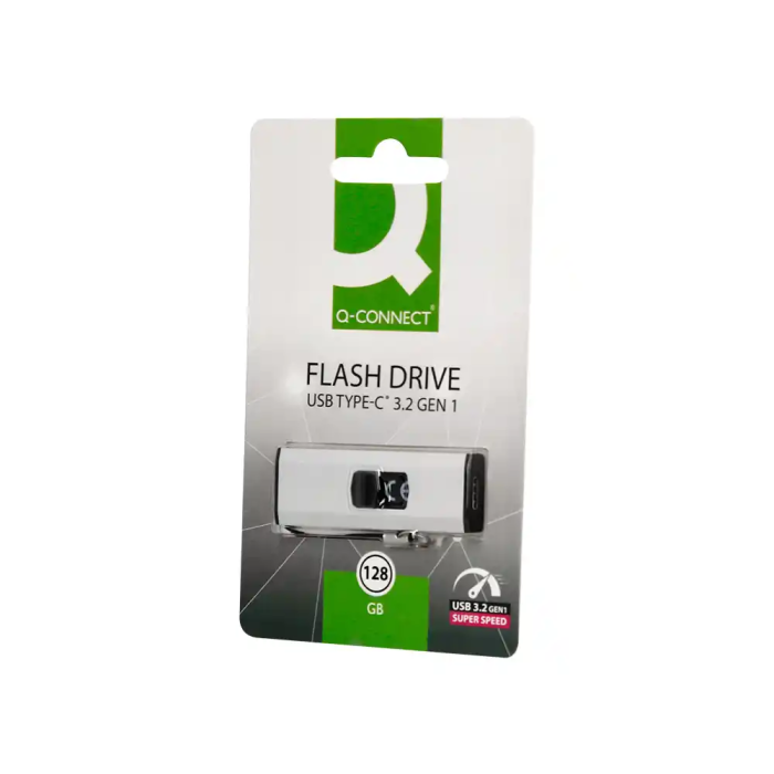 Q-connect Memoria USB 128 GB 3.2 Tipo C Flash Drive Plateado 2