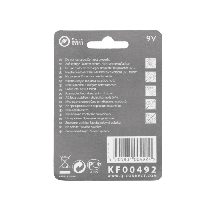 Q-connect Pila Alcalina 9V Blister con 1 Unidad 6