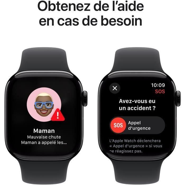 Apple Watch Series 10 GPS 42mm, caja de aluminio Jet Black con correa deportiva negra S/M, pantalla OLED 64GB 5