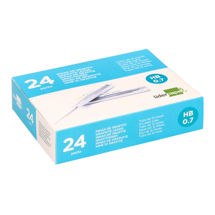 Liderpapel Minas de Grafito 0.7 mm HB Tubo 12 Minas Longitud 60 mm para Portaminas 6