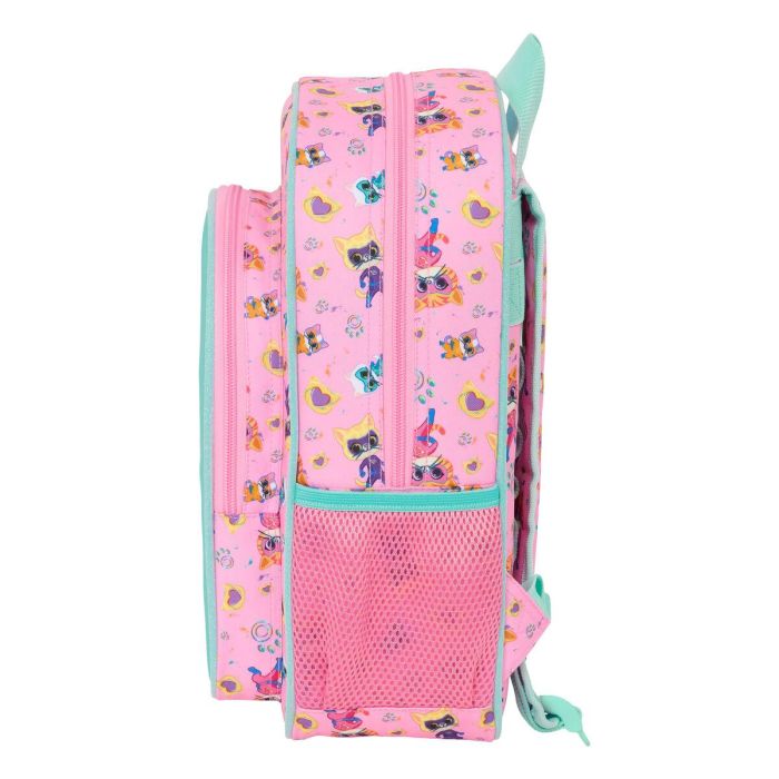 Mochila Escolar SuperKitties Rosa Turquesa 26 x 34 x 11 cm 1