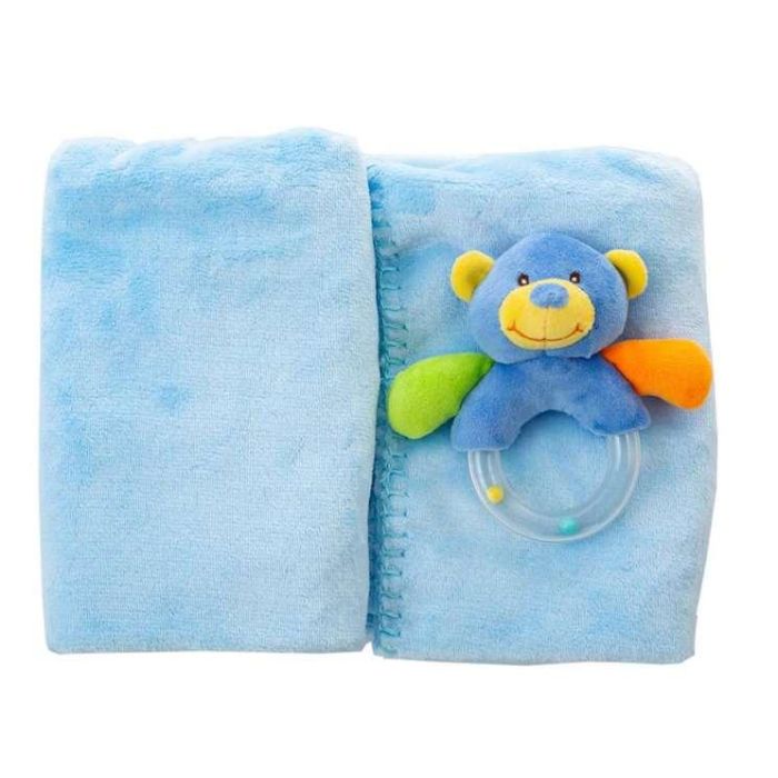 Set caja +manta coralina 100 x 75 cm + sonajero oso 16cm 1 Set caja +manta coralina 100 x 75 cm + sonajero oso 16cm 1