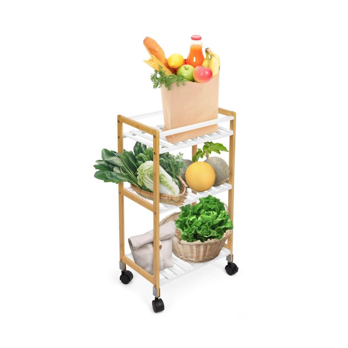 Verdulero de Bambú 40x25x70 cm Blanco - Confortime (2 Unidades) 3 Verdulero de Bambú 40x25x70 cm Blanco - Confortime (2 Unidades) 3