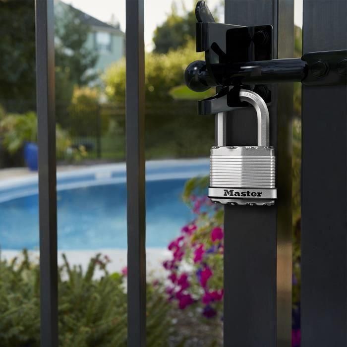 Master Lock M5eurtrilf Juego de 3 candados de muy alta seguridad, acero ladado, para uso al aire libre con anse M 3 Master Lock M5eurtrilf Juego de 3 candados de muy alta seguridad, acero ladado, para uso al aire libre con anse M 3