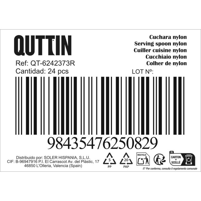 Quttin Cuchara Nylon Negra 29 cm x 6 cm (24 Unidades)